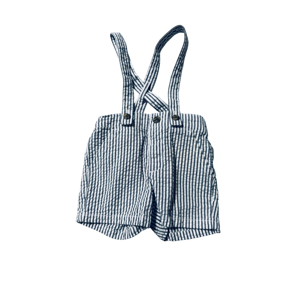 Gymboree Size 3-6 Months Seersucker Pinstripe Blue White Suspender Shorts